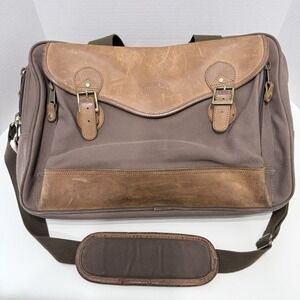 Cabelas Canvas & Leather Brown Messenger Laptop Briefcase Duffle Bag Travel Work